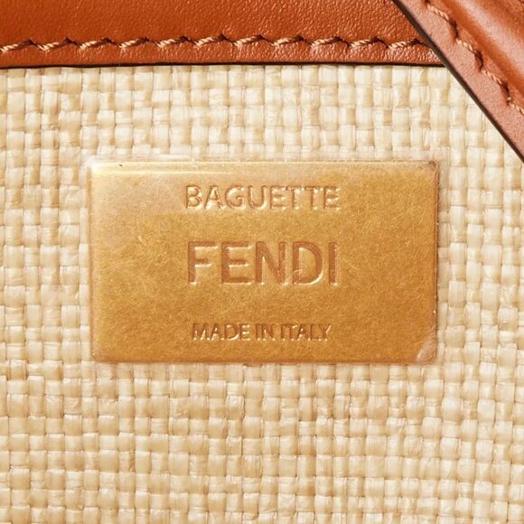 Fendi Beige/Brown FF Cotton Canvas Medium Baguette Bag - 8BR600 - Picture 9 of 12